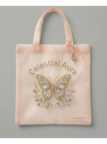 Celestial Aura Butterfly Thredwork Tote | Enchanted Gossamer Mina Bag