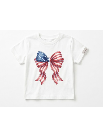 Coquette American Flag Baby Tee | Cute Patriotic Aesthetic T-Shirt-M