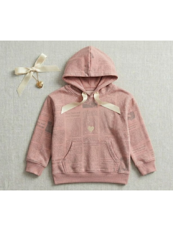 Vintage Rose Newspaper Pink Hoodie | Soft Girl Aesthetic Hoodie for Women-L