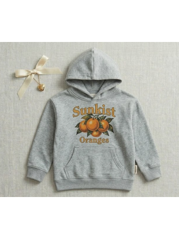 Sunkissed Orange Graphic Grey Hoodie | Cute Aesthetic Hoodie for Women